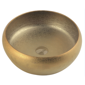 Handmade Gold Color Ceramic Wash Basin for Bathroom