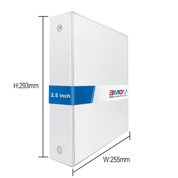 White 3 Inch PVC Office School Desktop Personal Organizer Binder - Letter Size 3 Ring File Holder