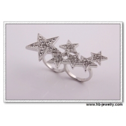 Crystal Stars Double Finger Rings