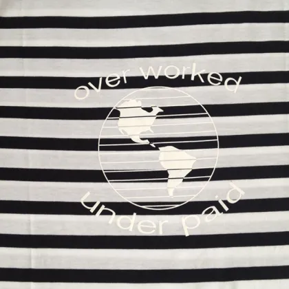 black and stripes yarndyed round neck women t shirts Printing tshirt T-Shirts OEM Service