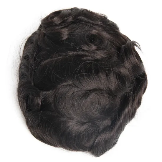 Cheap Natural Black Hand Tied Mono Filament Base Mens Toupee