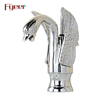 Fyeer Solid Brass Chrome Plated Bathroom Swan Faucet