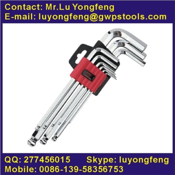 9pcs S2 mirror finish ball-point long rod allen key set