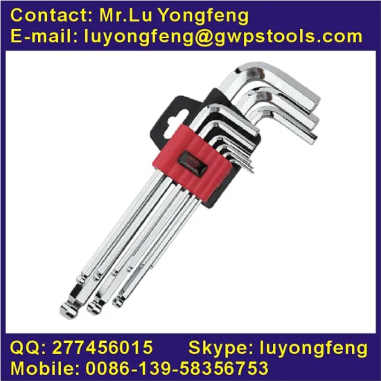 9pcs S2 mirror finish ball-point long rod allen key set