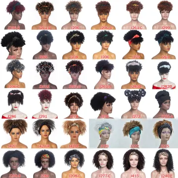 Afro Kinky Culry Short Headband Wigs Wholesale Synthetic Deep Curly Wigs Drawstring Hair Headband Wig