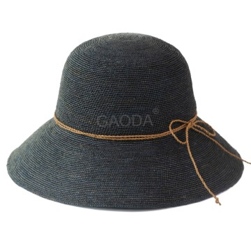 Top grade handmade summer floppy raffia straw bucket hat