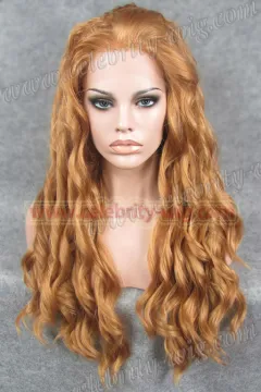 Heidi Klum Supermodel Long Wavy Blonde Synthetic Lace Front Wig