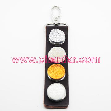 Resin Button Charms With Leather Keychain For Snap Buttons