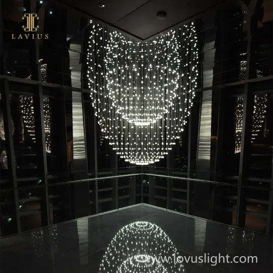 Large popular science and technology museum shopping mall custom project chandelier White star shape chandelier