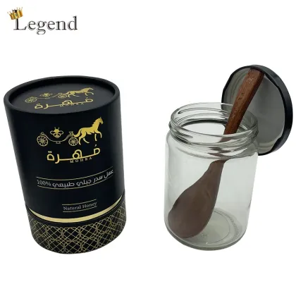 Custom Luxury Gold Logo Black Paper Tube Boxes for Honey Jars
