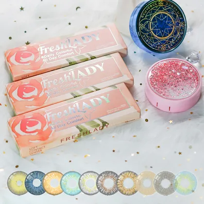 Liangguo Fresh Lady Daily Collection Glitter Gray One Day Prescription Disposable Eye Contact Lenses