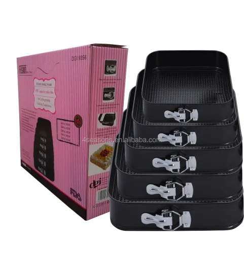 5-Piece Square Non-Stick Springform Cake Tin Set: Perfect for Baking Delicious Cakes