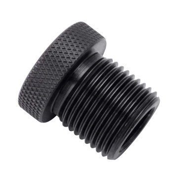 Black fuel filter adapter fitting 1/2-28 to 13/16-16