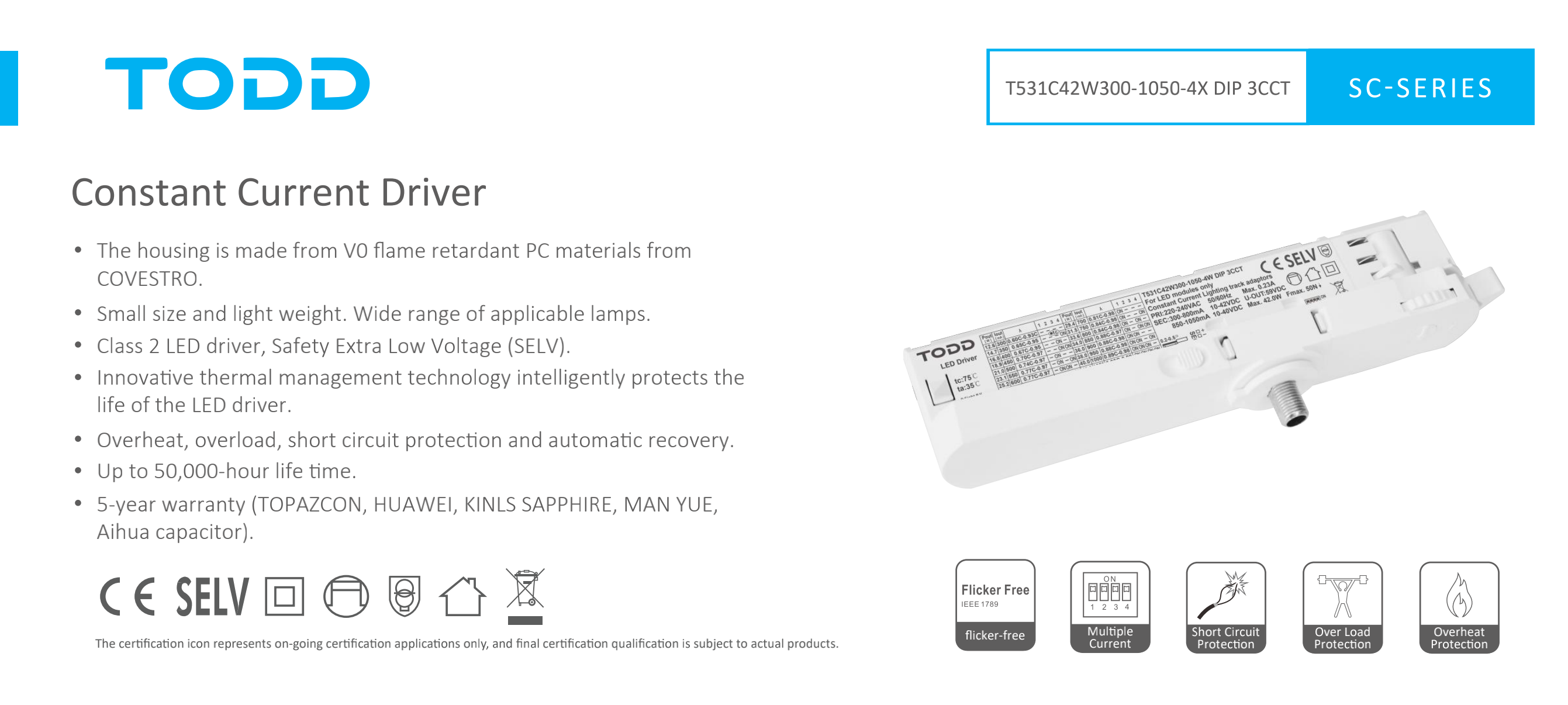 led driver T531C42W300-1050-4X DIP 3CCT