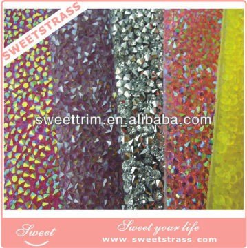 Colored Hotfix rhinestone Trimming Mesh for Christmas Tree