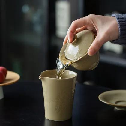 Jingdezhen Ding Ware Yellow Sancai Gaiwan Tea Cup