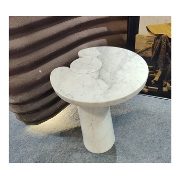 Modernes Design echter Carrara White Marmor kleiner runder Akzent -Kaffeetisch