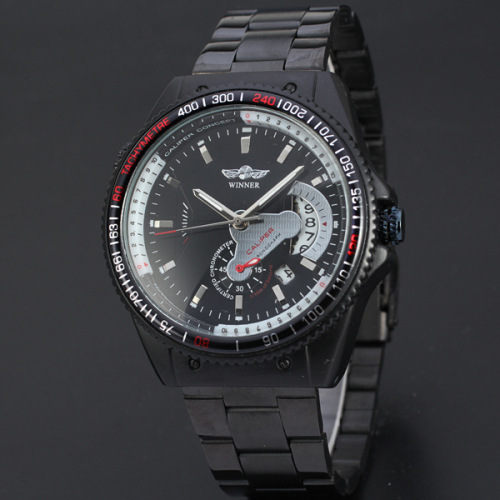 multi function sport watch with sub-dial design stainless steel band