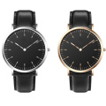 Montre analogique à quartz en cuir masculin minimaliste