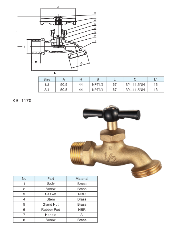 Kingsir Bibcocks Valves KS-1170