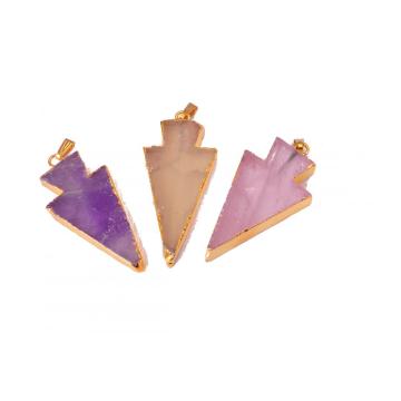 Gilding 18K Natural Gemstone Crystal Jewelry Arrow Pendant Necklace