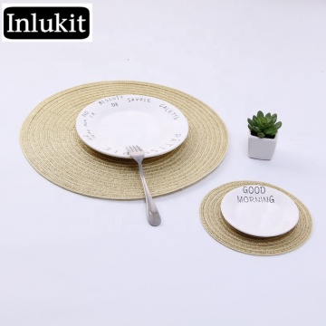 5pcs Nordic Cotton Yarn Round Table Mats: Insulating, Non-Slip, and Hand-Woven for Western Style Tables