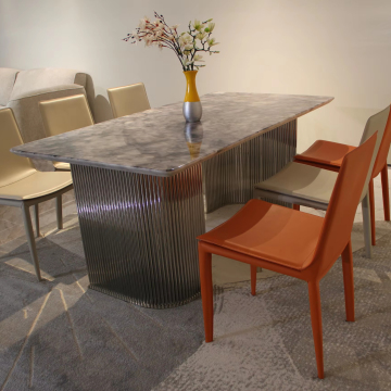 Italian Style Light Luxury Natural Marble Rectangular Dining Table
