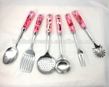 stainless steel kitchen utensils set hs6622S kitchen utensil water transfer printing