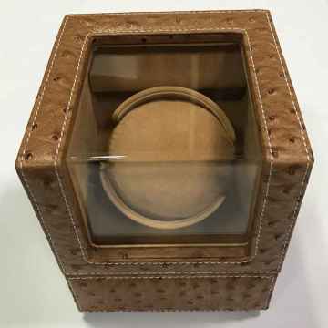 Ostrich Brown Leather Cases Watch Winder Box
