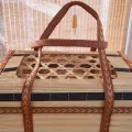 Cesto regalo vintage in bambù intrecciato a mano con manico