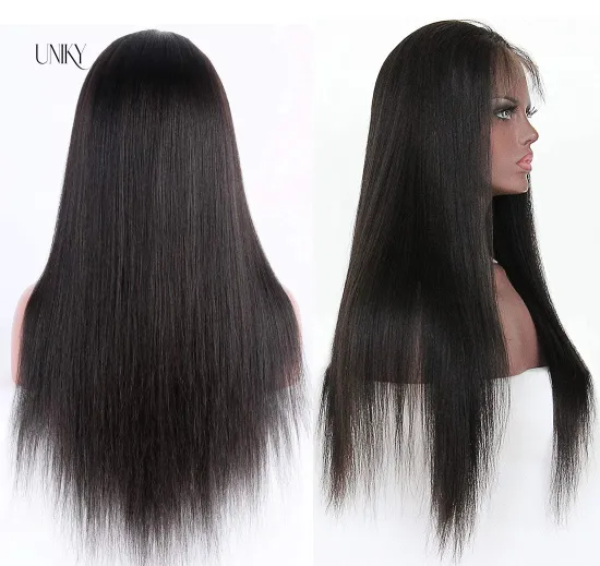 Natural Korean Double Drawn Raw Indian Virgin Cuticle Aligned Hair Extension Wig For Black Women Human Hair 360 Lace Front Wig