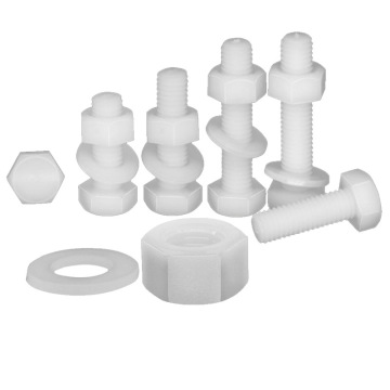 Transparent Metric Nylon Plastic Hexagon Head Nut and Bolt Set in M2, M3, M4, M5 Sizes - White DIN100