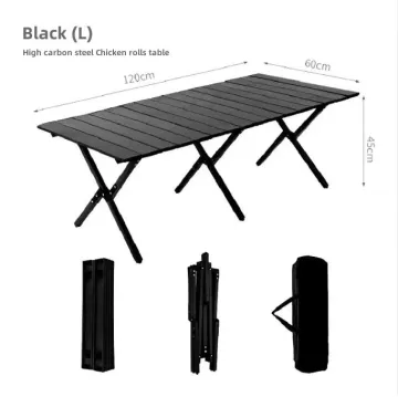 Large Carbon Steel Outdoor Leisure Camping Folding Table Portable Chicken Roll Table