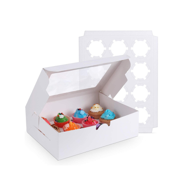 Tùy chỉnh 12 gói hộp cupcake với cửa sổ cho bánh, bánh nướng xốp và món tráng miệng