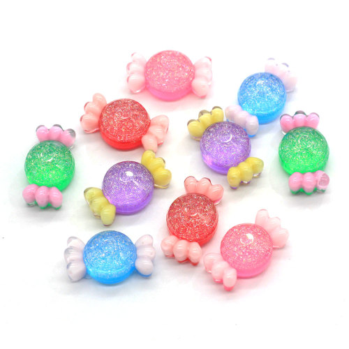 Hot Sale Transparent bling Sweet Candy Shaped resin Flatback Cabochon DIY Toy Phone Shell Decor Cute Resins Bead Charms