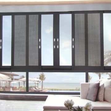Soundproof Champagne Aluminum Sliding Kitchen Window