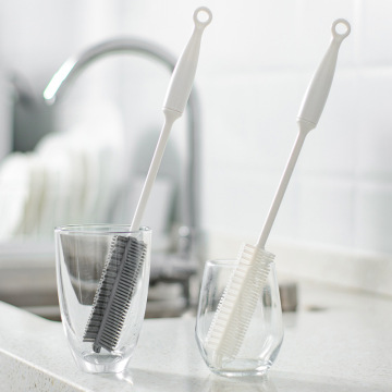 Long-Handle Silicone Cup Brush for Kitchen and Baby Bottle Cleaning
