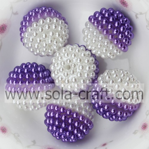 Color púrpura perla redonda decorativa de imitación variada de 19 mm