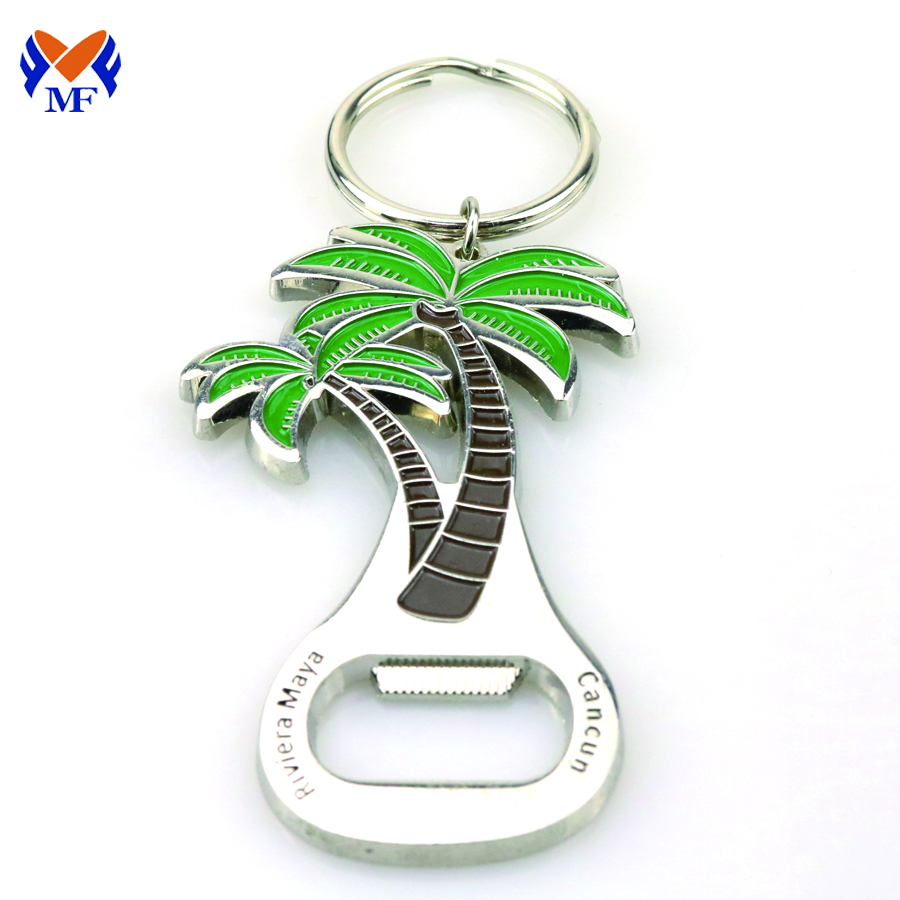 Metal custom coconut tree beer bottle opener keychain