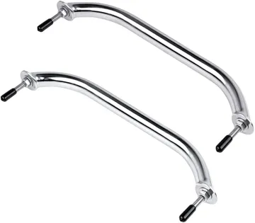12" Long Heavy Duty Oval Marine Grab Handle with Flange & Stud - 316 Polished Stainless Steel Handrail