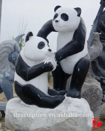 Natural stone panda sculpture