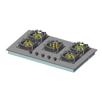 White Glass Table Gas Hob with 5 Burners and Oven: New Design Home Kitchen Appliance