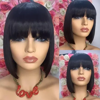 Sunlight Vendo Machine Sewing Making Guangzhou Straight Made Pixie Belle Short Weave Bob Perm Human Wig No Lace