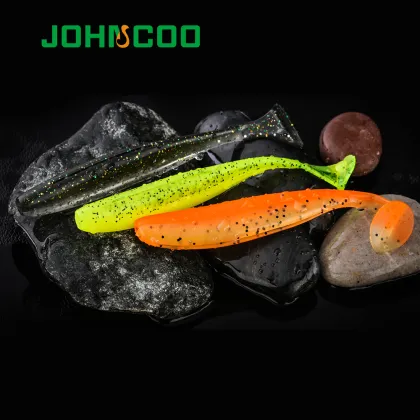 JOHNCOO 6pcs 90mm Soft Bait Shad Silicone Lure for Bass Pike Fishing