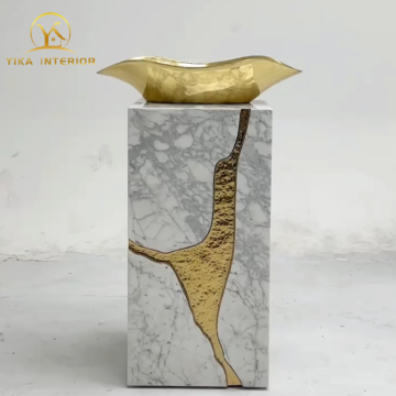 Modern Luxury Marble and Brass Washbasin for Elegant Bathroom Decor