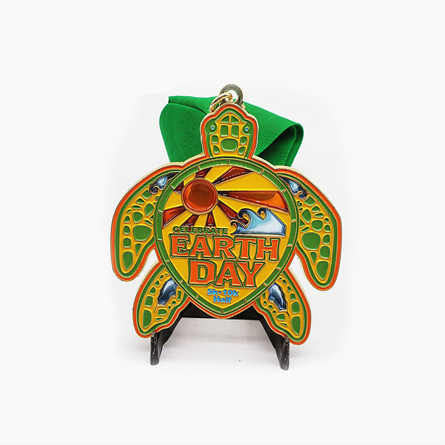 Earth Day Sea Turtle 5K 10K Enamel Medal