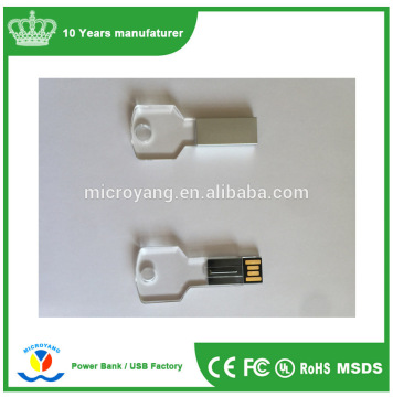 Customize logo key shape crystal transparent LED light USB 2.0 flash drive with low price