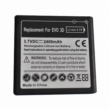 Extended Mobile Phone Battery, Suitable for EVO 3-D, 2,400mAh Capacity