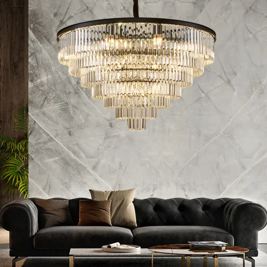 Modern Crystal Black Chandelier Pendant Light for Hotel and Home Decor