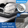 Aluminum dish drying rack with drainboard